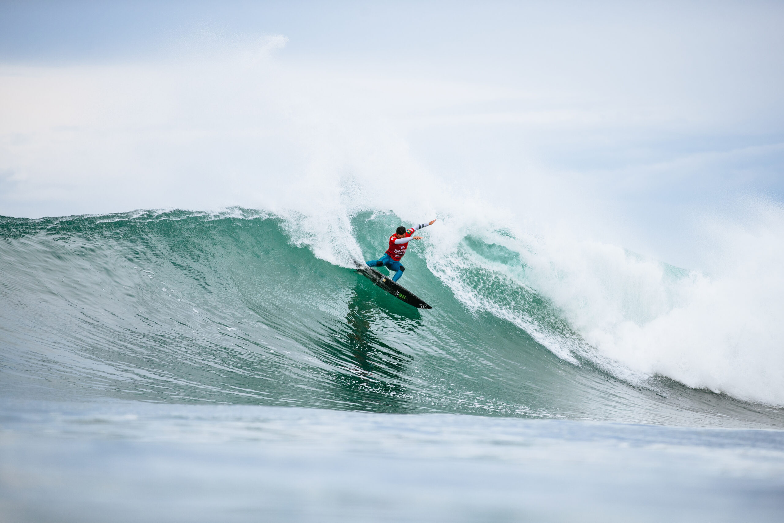 Filipe Toledo riding a Sharp Eye surfboard at Bells Beach